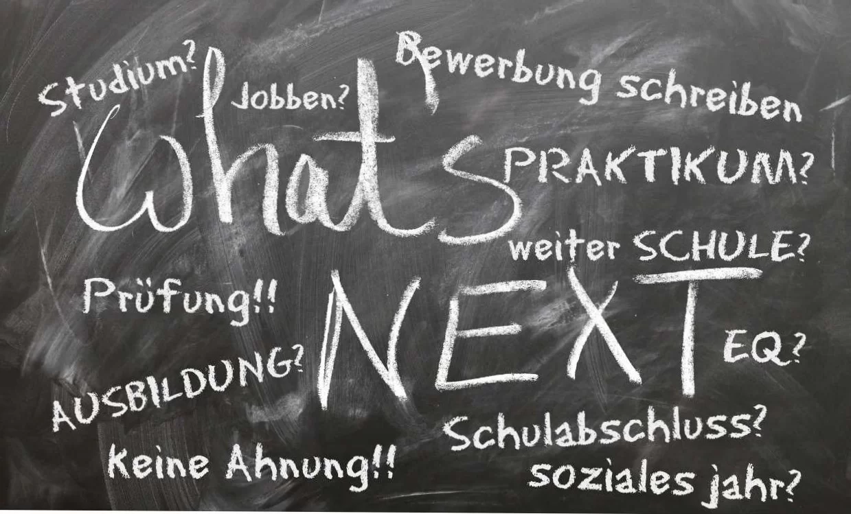 Tafel mit Kreide beschriftet, Schlagworte